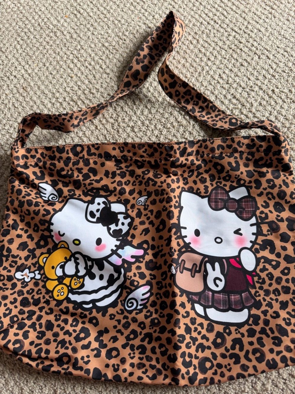 Sanrio Hello Kitty Leopard Print Tote Bag - Brown/Black